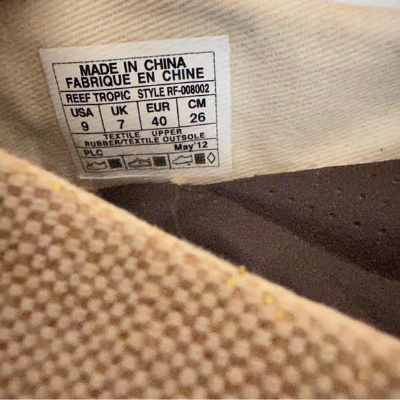 Reef Tropic Ballet Flats Womens Gold Tan Tweed Linen Slip On Almond Toe Size 9 - Picture 9 of 10